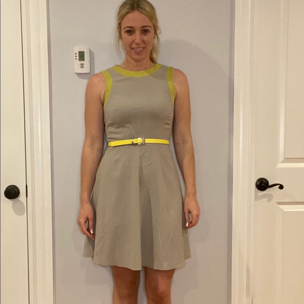 A-Line Grey & Lime Yellow Dress